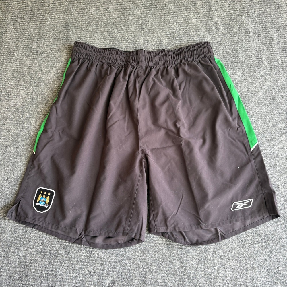 Reebok Manchester City FC Training Shorts Mens XXL Black Green Premier League